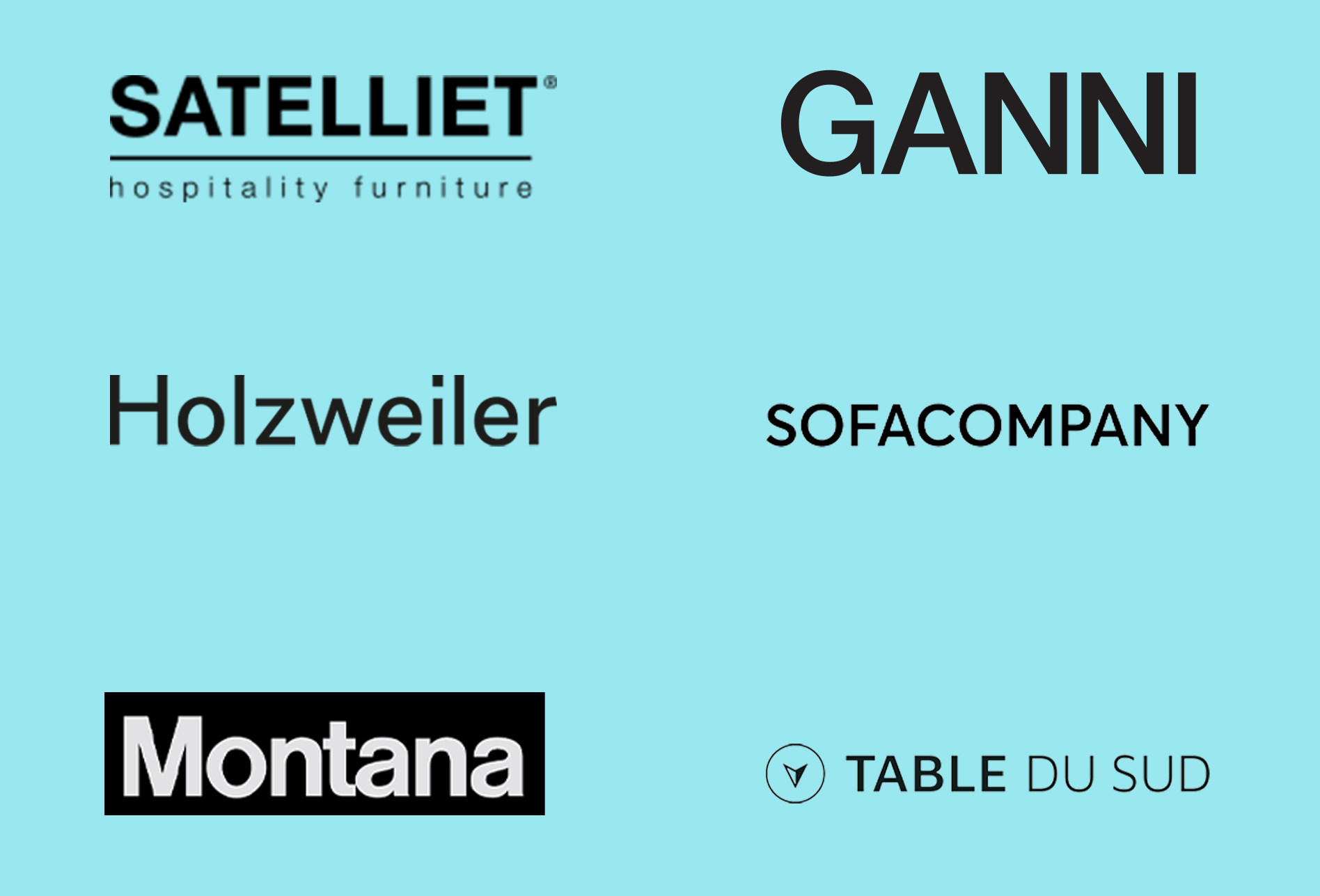 different company logos displayed on a blue background